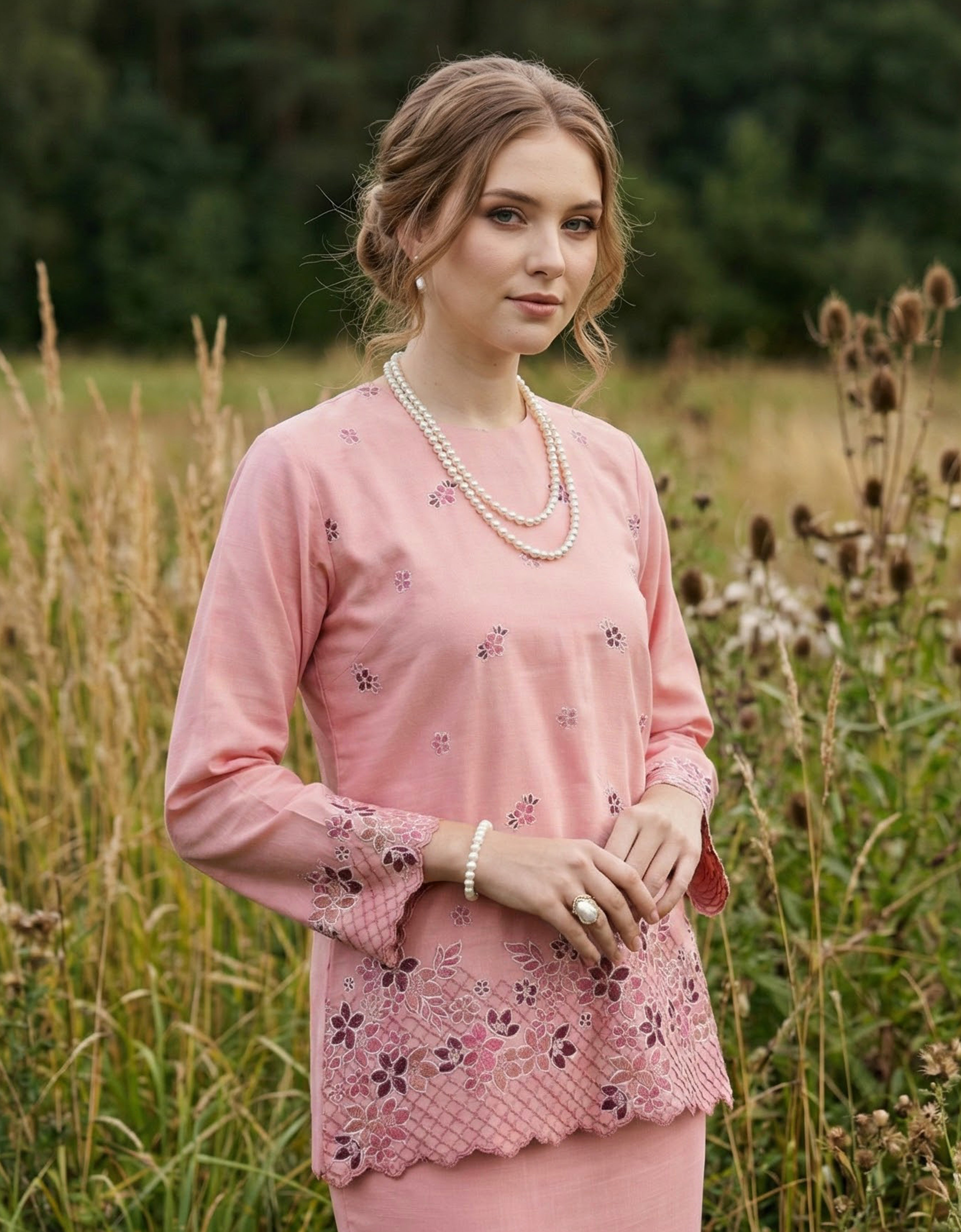 BAJU KURUNG KEDAH AVELINE (DUSTY PINK)