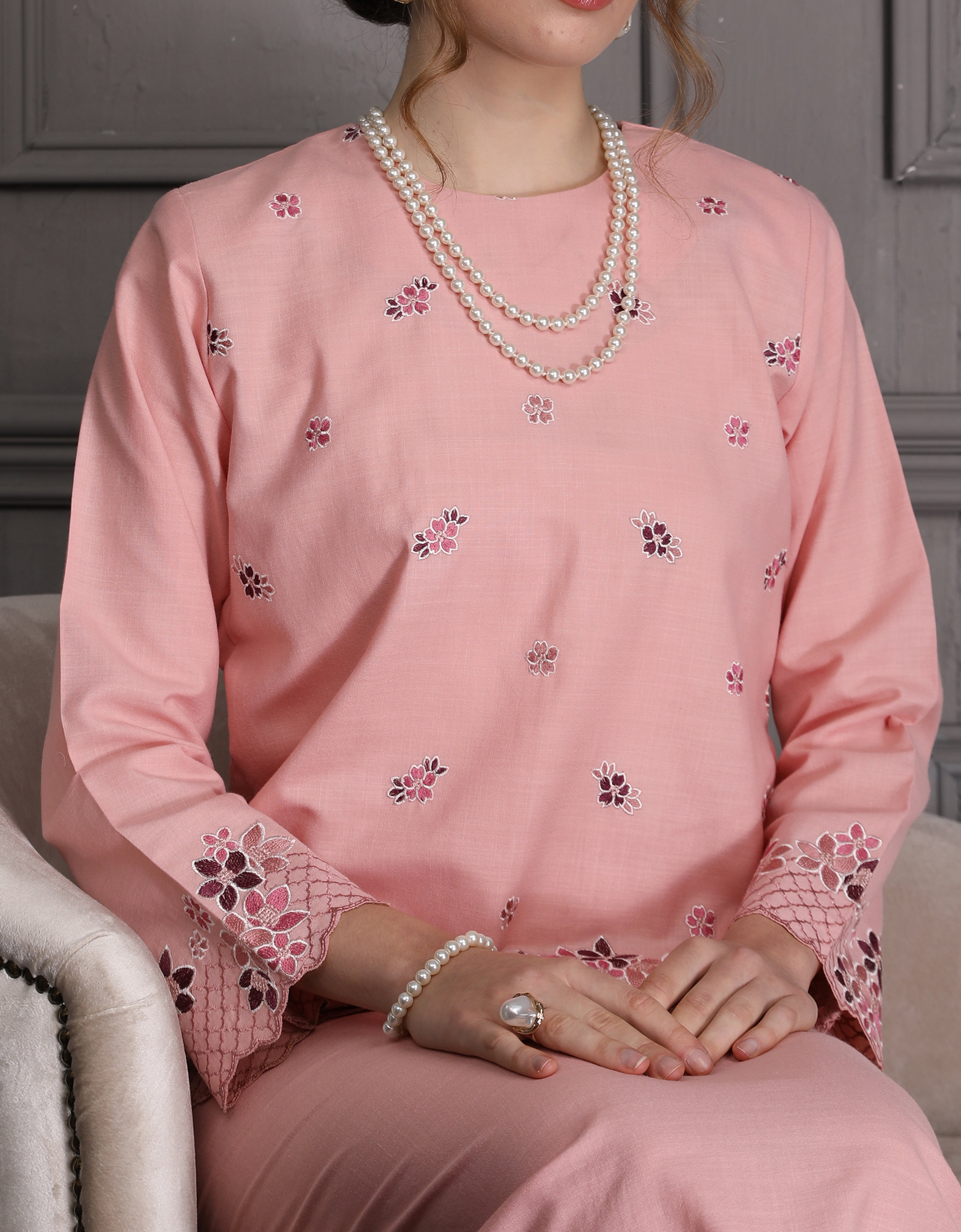 BAJU KURUNG KEDAH AVELINE (DUSTY PINK)