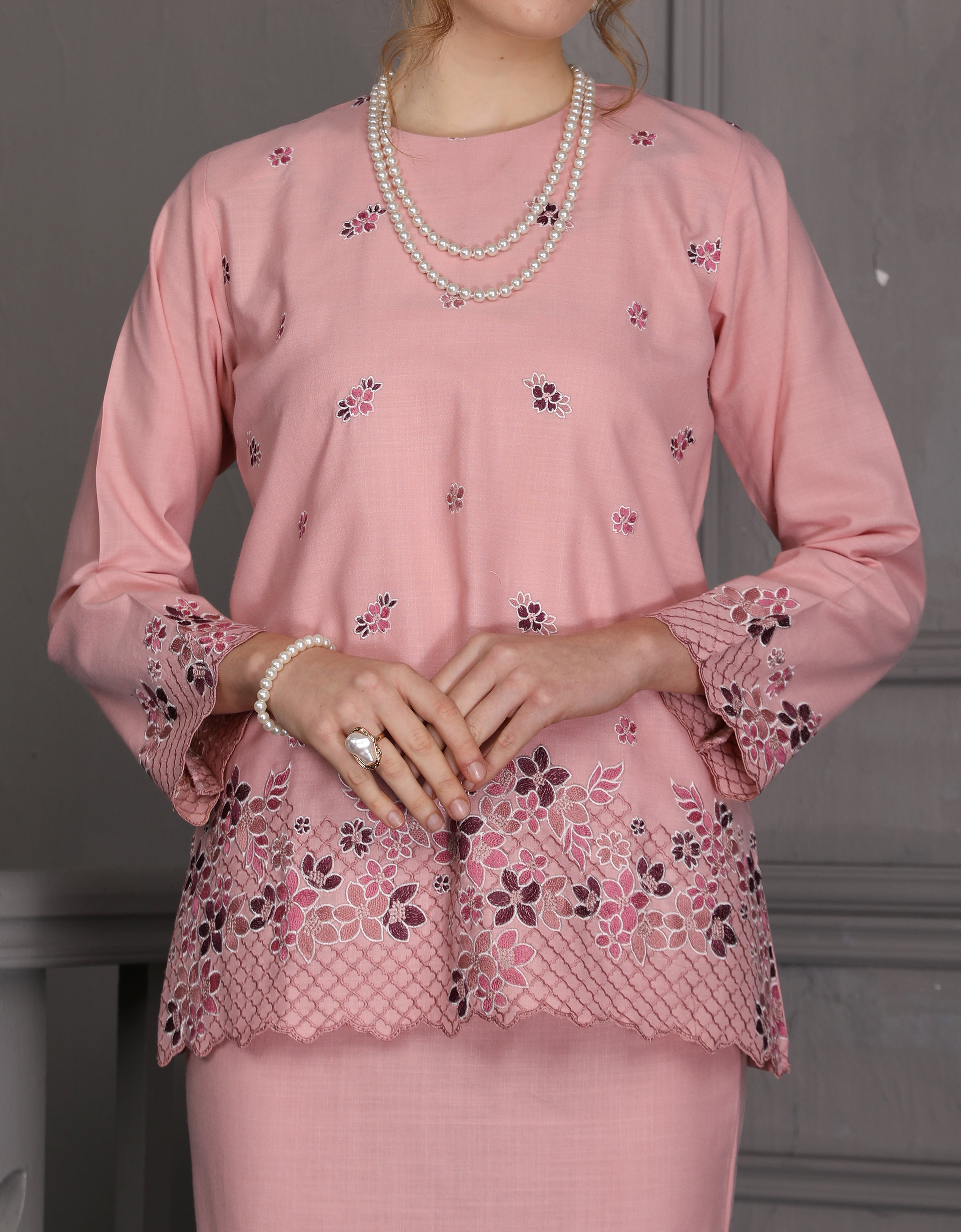 BAJU KURUNG KEDAH AVELINE (DUSTY PINK)