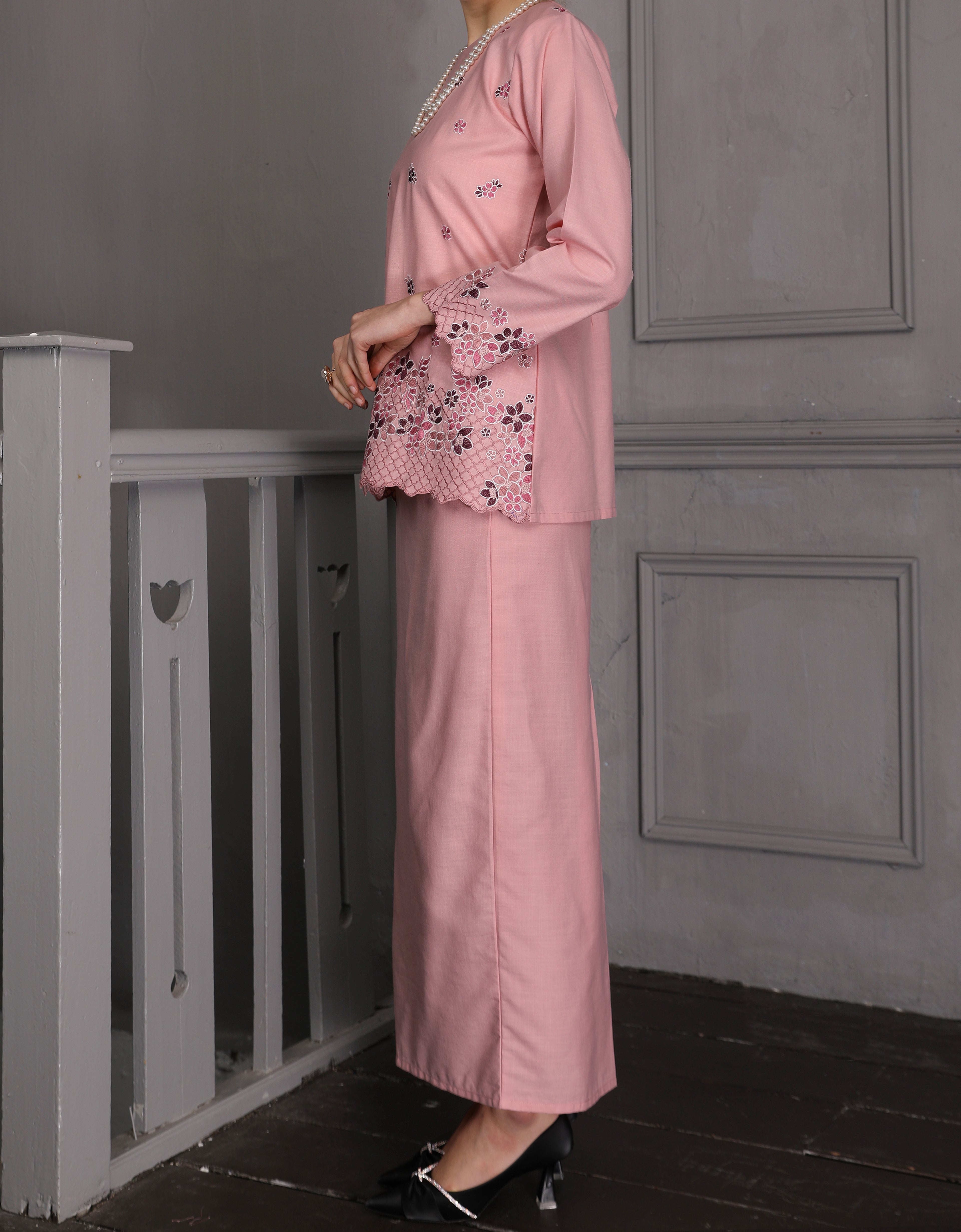 BAJU KURUNG KEDAH AVELINE (DUSTY PINK)